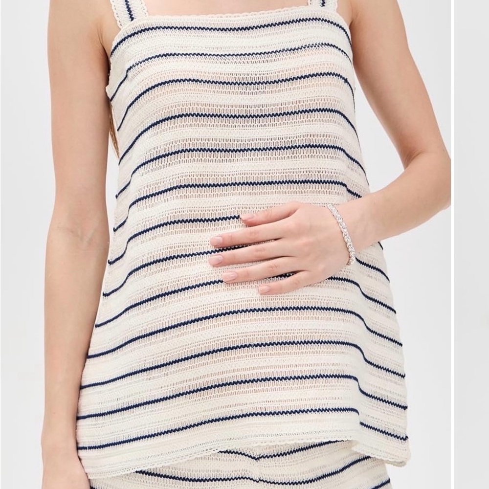 Hatch Navy Striped Knit Maternity Tank Top and Shorts Set